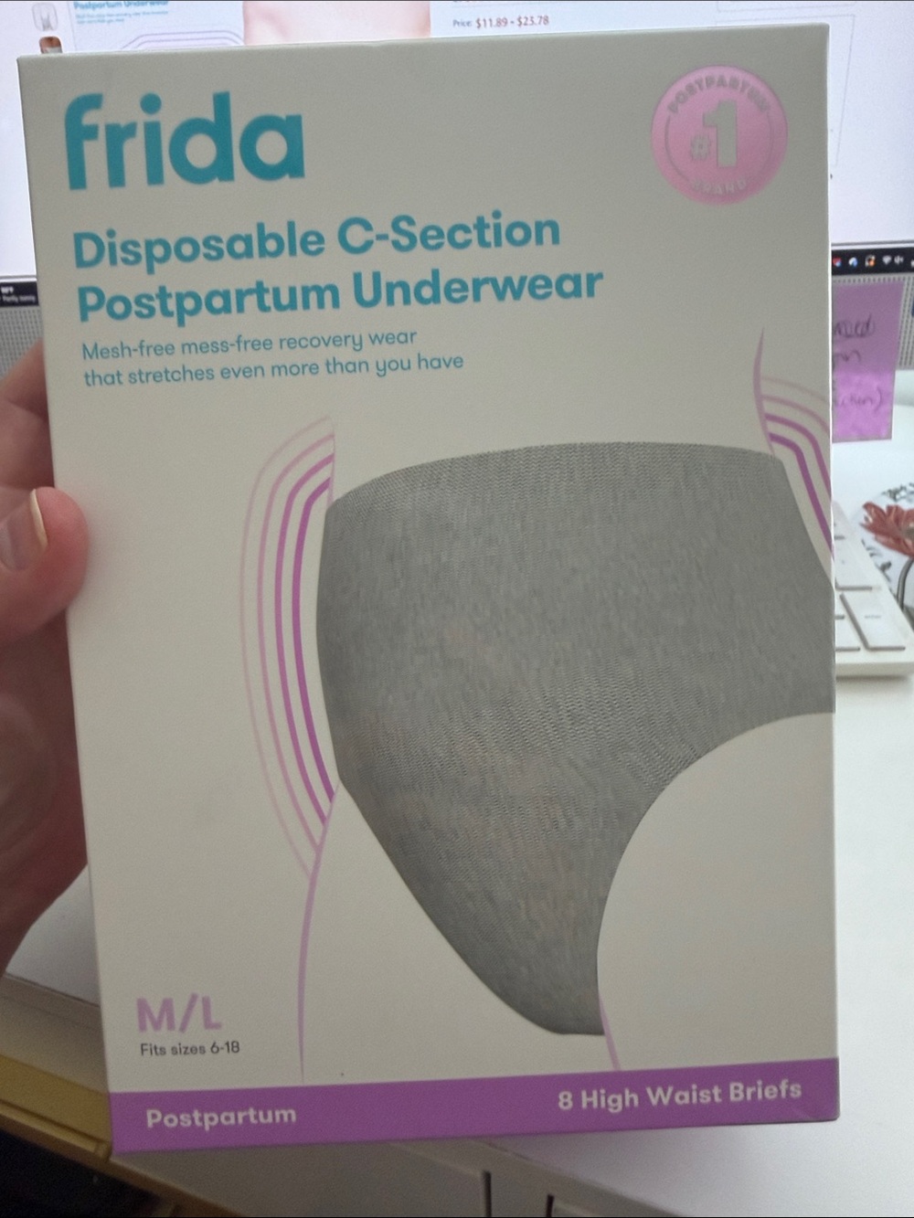 Frida Disposable C-Section Postpartum Underwear - Gray, M/L